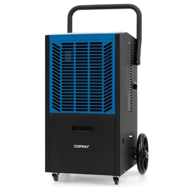 COSTWAY 66 L Deumidificatore Commerciale, Deumidificatore con Pompa e Tubo di Drenaggio, Deumidificatore Industriale con Timer 24H e 4 Ruote per Cantina Magazzino (Blu)