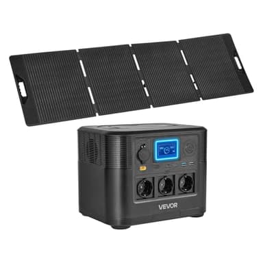 VEVOR Centrale Elettrica Portatile con Pannello Solare da 200 W Stazione Elettrica, Kit di Generatore Solare 1800 W Batteria Backup LiFePO4 1008 Wh con 9 Porte di Uscita per Campeggio Viaggio Camper