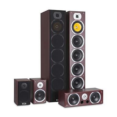 Beng V9B Sistema diffusori 5.1 home theatre Hi-Fi (1240 Watt max, 5 altoparlanti, Bass reflex) color mogano
