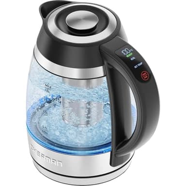 Bollitore Elettrico CHIEFMAN per Bollire l’Acqua, 1.8L 2200W con Infusore per The, Acqua Calda in 3 Minuti, Luci LED, Spegnimento Automatico, Funzione per Mantenere la Temperatura