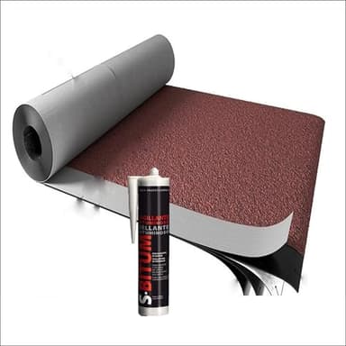 FUTURAZeta - Membrana Guaina Catramata Bituminosa AUTOADESIVA Ardesiata Impermeabilizzante Professionale, Altezza 1 metro, Colore Rosso (10 Mq.)