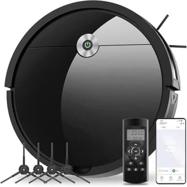 Vexilar W6 Aspirapolvere robotico, forte assorbenza, 120 minuti di autonomia, sottile, a basso rumore, autoscarica automatica, controllo Wi-Fi/app/Alexa, ideale per peli di animali e pavimenti duri