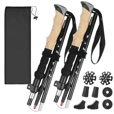 Gaethra Bastoncini Trekking Pieghevoli 110-130cm, Bastoncini Nordic Walking con 4 paia di tamponi in gomma, 7075 Alluminio Bastoni Trekking, Bastoni Trekking Telescopico per Montagna Escursioni e Sci