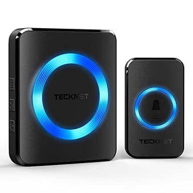 TECKNET Campanello Wireless, Campanello Senza Fili da Esterno Impermeabile, 60 Melodie con 5 Livelli di Volume, Raggio d’Azione 400m(1x Trasmettitore e 1x Ricevitore)