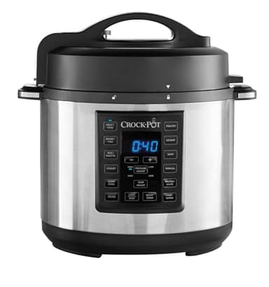 Crock-pot Express MultiCooker 5.6lù, Programmabile, 12 funzioni pre-impostate, Cottura a Pressione, a Vapore, Slow Cooker e Rosolatura, Funzione Warm automatica, Argento-Nero