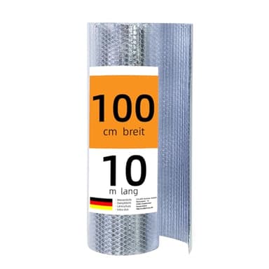 CCLIFE Isolante Termico Riflettente 1x10 m - 10㎡ Foglio Isolante Alluminio Bolle Pannelli Pannelli Termoriflettenti per Termosifoni per Pavimenti, Porte, Tetti