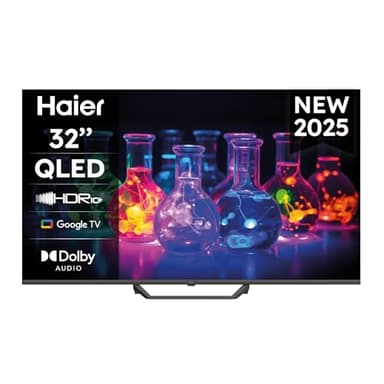 Haier QLED Full HD H32S80EFX 32'' Smart TV, Google TV, Dolby Audio, HDR 10, Telecomando Smart, Google Assistant, Bluetooth 5.1, Gaming 120Hz, USB 2.0, DBX TV, HDMI 2.1 x 4
