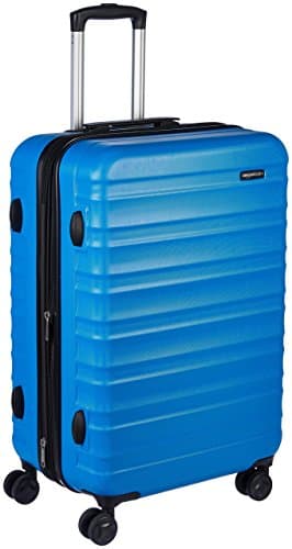 Amazon Basics, Valigia Rigida Espandibile, Bagaglio da Viaggio in ABS con 4 Ruote Girevoli Doppie, Struttura Leggera e Resistente ai Graffi, 45,1cm x 28,6cm x 68cm, Colore Azzurro