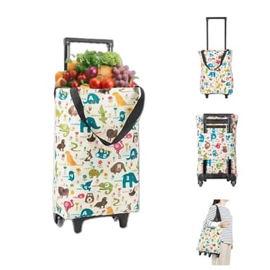 Carrello Della Spesa Con Ruote - Grande Impermeabile Pieghévole con Ruote,Carrello Borsa Per La Spesa Alla Con Rotelle,Per Viaggio Campeggio All'aperto Spiaggia Negozio Mercato Casa Frutta Verdura Cib