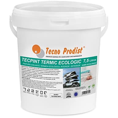 Tecno Prodist TECPINT TERMIC ECOLOGIC (7,5 Litri) Pittura a calce, isolante termico ed acustico, interno - esterno all'acqua, 100% Naturale, Pareti e Soffitti, traspirante - Inodore (BIANCO)