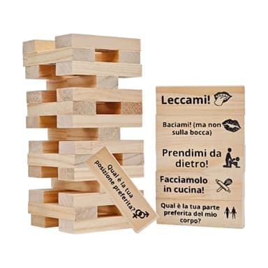 Sternstunde Italiano Lust Tower, Giochi Erotiici Coppie, 48 Pezzi Tumbling Tower Stacking Blocks Game, Regalo Originale per Anniversari e San Valentino, Per Coppie, Amanti, Adulti