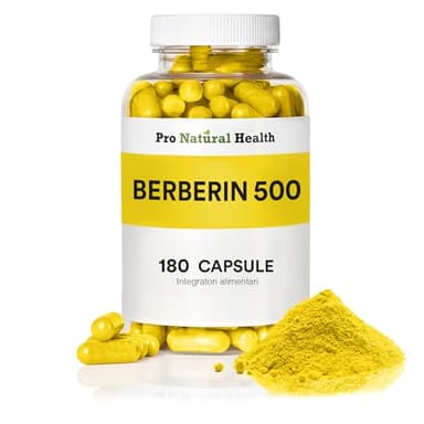 Berberina 500 mg (180 capsule) - Made in Germany - vegano - alta dose 97% di berberina HCl - integratore alimentare naturale - polvere di berberina estratto di radice dalla pianta Berberis aristata