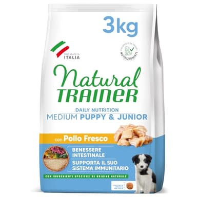 Trainer Natural Cibo per Cani Medium Puppy and Junior, Pollo, 3 Kg
