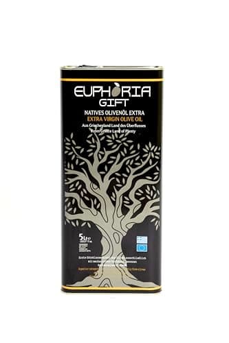 Euphoria Gift - Olio d'oliva di alta qualità | Extra vergine dalla Grecia | Estratto a freddo | Nuovo raccolto 2025-2026|Primo grado | Olive raccolte a mano | Latta da 5 litri