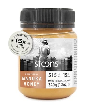 Steens Miele di Manuka - MGO 515+ - Puro Miele Manuka grezzo 100% certificato UMF 15+ - Invasettato e sigillato in Nuova Zelanda - Manuka Honey - 340 g