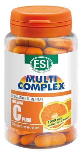 ESI - Multicomplex Vitamina C Pura Retard, Integratore Alimentare Massimo Dosaggio, a Rilascio Prolungato, Supporta il Funzionamento del Sistema Immunitario, Senza Glutine e Vegan, 90 Compresse