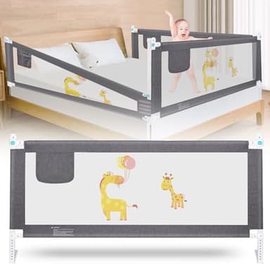 Wholede Sponda Letto Bambini, 180cm Barriera Lettos Bambini, Sponda Letto Matrimoniale - Anticaduta, Altezza Regolabile, Facile Installazione- 1 Lato