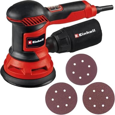 Einhell Smerigliatrice orbitale TC-RS 425 E (425 W, piatto abrasivo Ø 125 mm, numero massimo di oscillazioni 26.000 min-1, circuito oscillante 2,5 mm, con carta vetrata 1 x P60, P80, P120)