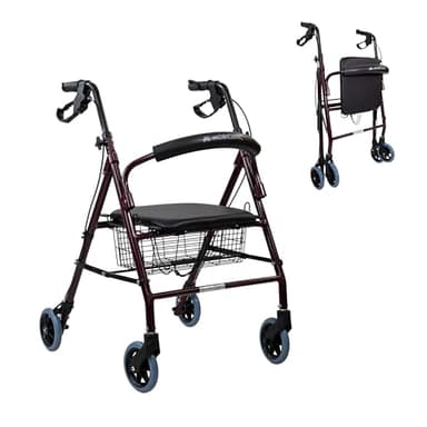 Mobiclinic® deambulatore per anziani, Alluminio, Leggero, Freni manuali e bloccabili, Girello con seduta 4 ruote, Pieghevole, Modello escorial, Marchio europeo