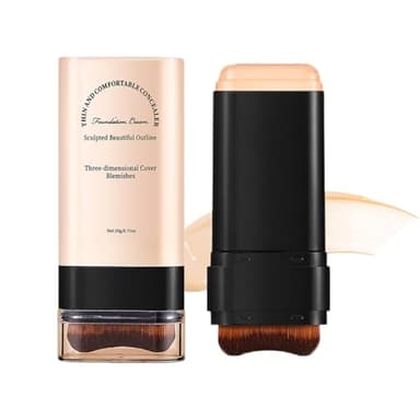 Full Coverage Foundation Stick, fondotinta multiuso, crema fondotinta con pennello, correttore a doppia testa e contour stick, impermeabile, finitura naturale opaca (05# Honey)