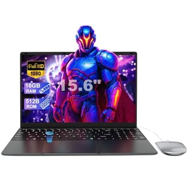 PINSTONE 15.6 pollici FHD 1920x1080 Lato – Noteook con processore Itel Celero N95, 16 GB di RAM DDR4, 512 GB SSD, WiFi 5, Bluetooth 4.2, USB 3.0, HDMI, Touch ID – PC portatile leggero per ufficio