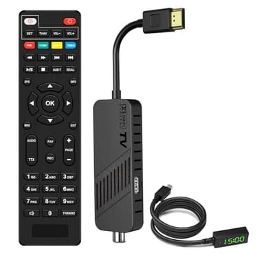 Leyf Decoder DVB-T2 TNT Full HD 1080P TV Decodificatore Nascosto dietro la TV, Display digitale, HEVC H265 Main 10 Bit, 2in1 telecomando, HDMI/AV, USB