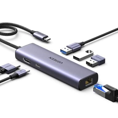 UGREEN Revodok 1061 Hub USB C Ethernet Gigabit HDMI 4K PD 100W Carica Adattatore Type C Docking Station Compatibile con MacBook PRO Air M3 M2 M1, iPad, iPhone 16 Plus Max, Galaxy S24