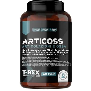 ARTICOSS Integratore per Articolazioni Ossa e Cartilagini con Glucosamina Condroitina Msm Artiglio del Diavolo, Vitamina C e Vitamina D, Collagene e Acido Ialuronico. 60 compresse