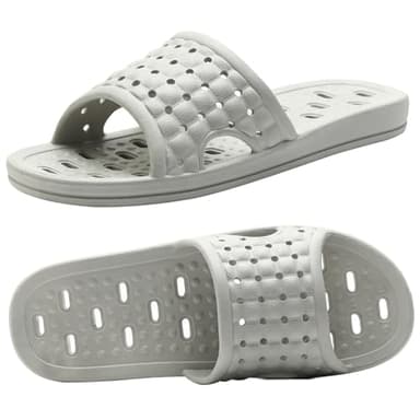 ktprniy Ciabatte da bagno con fori di drenaggio, ciabatte antiscivolo ad asciugatura rapida, pantofole da bagno per dormitorio e casa, unisex, grigio, EU 39/40