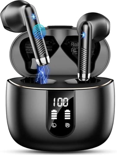 Cuffie Bluetooth 5.4, 2025 Auricolari Bluetooth 56Ore 3D Stereo Cuffie Wireless In Ear con 4 ENC Mic, Cuffie Senza Fili Cancellazione Rumore Cuffiette Sport IP7 Impermeabili Headphones per iOS/Android