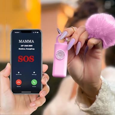 Portachiavi SOS Allarme Antipanico, Dispositivo Antiaggressione Chiamata Automatica, Invio Istantaneo Posizione GPS, Sirena 130dB, Difesa Personale e Autodifesa per Donne, Bambini e Anziani (Rosa)