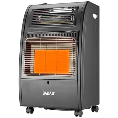 BAKAJI Stufa Catalitica a Gas per Bombola GPL e Elettrica con Funzione Riscaldamento Infrarossi, 3 Elementi Riscaldanti e 3 Potenze Selezionabili, Accensione Piezoelettrica, Controllo Termostatico