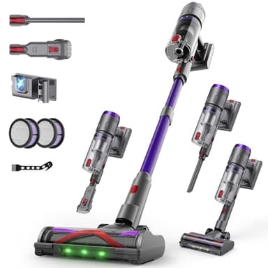 Circlio Aspirapolvere Senza Fili, 600W/58000Pa, Scopa Elettrica Senza Fili 80 Min, Aspirapolvere Senza Filo con LED Touchscreen, Autoportante Anti-Avvolgimento per Tappeti/Pavimenti/Peli Animali