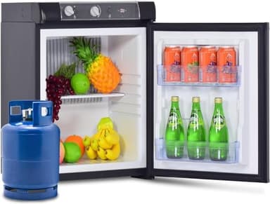 SMETA Frigo a Gas 40L Frigorifero Trivalente 12V/220V/Gas, per Furgone Camper Viaggio,Silenzioso,Nero