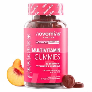 Multivitaminico Completo - Integratori con 17 Vitamine e Minerali - Vitamina C, A, B6, B12, Zinco, Magnesio, Omega 3 - Vegan - Integratore Multivitaminico Donna & Uomo - 60 Orsetti Gommosi - Novomins