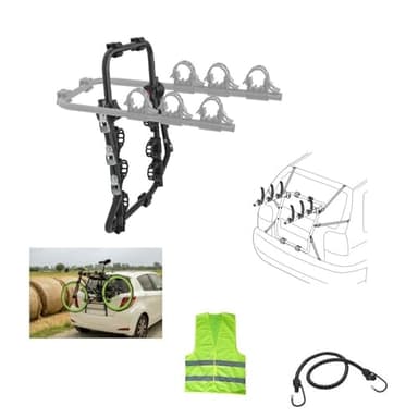 COMPATIBILE CON FIAT PANDA III (319) per anno dal 12 in poi PORTABICI PER BAGAGLIAIO POSTERIORE AUTO IN ACCIAIO PORTA BICICLETTE ADATTO PER 3 BICI CARICO MAX 45KG 70X56X11CM