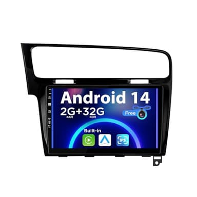 SXAUTO Android 14 IPS Autoradio Per Golf 7 (2013-2018) - 2G+32G - Senza fili Carplay & Android Auto - GRATUITI Telecamera - DAB Fast-boot Volante DSP WIFI Bluetooth EQ - 2 Din 10.1 Pollici - Nero