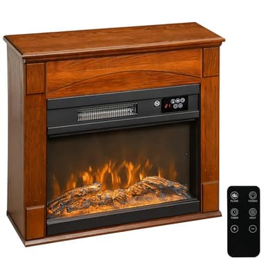 HOMCOM Caminetto elettrico 1000W/2000W, effetto fiamma 3D con 6 colori e 3 livelli di luminosità regolabili, finto caminetto decorativo con termostato regolabile, telecomando, timer, fino a 30 m²,