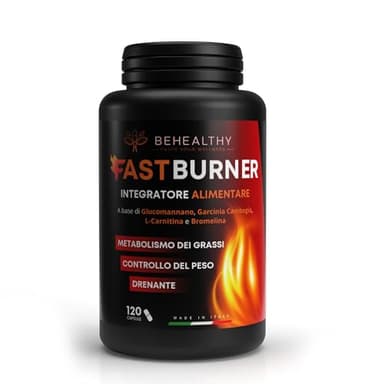 Integratore Brucia Grassi Potenti Veloci | 120 Pillole Dimagranti Efficaci per Controllo Fame e Peso con Glucomannano, Garcinia e Bromelina | Drenante Forte e Mental Booster con Carnitina e Guaranà