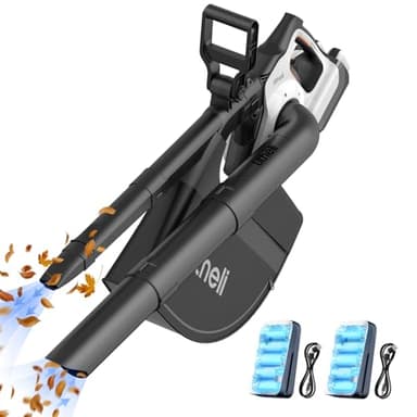 Litheli Soffiatore e Aspiratore Foglie a Batteria 2-in-1, Motore Brushless, 78m/s Velocità Aria, 679m³/h Volume, Sacco 45L, 3 Velocità + Turbo, con 2 Batterie da 20000mAh