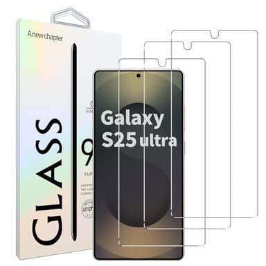 NEWSONA Vetro Temperato per Samsung Galaxy S25 Ultra 5G [Confezione da 3] | Pellicola Anti-Graffio, Altissima Trasparenza, Installazione Senza Bolle, Resistente 9H, Compatibile con Impronta Digitale