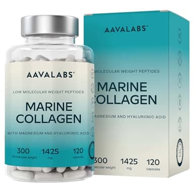 Collagene Marino con Acido Ialuronico Vitamina C Naturale Magnesio - Collagene Idrolizzato con Peptidi, Integratore Pelle Ossa Cartilagine 120 Capsule