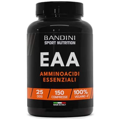 Bandini® EAA Aminoacidi Essenziali 1300mg | 150 Compresse | Complesso 9 Amminoacidi Intra Pre Post Workout - Essential Amino da Fermentazione | Integratore Alimentare sportivo | Vegan, Senza Zuccheri