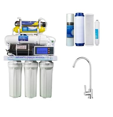 DC Solution | Depuratore Acqua Osmosi Invera 8 Stadi con Lampada UV | Purificatore domestico per acqua potabile dal rubinetto di casa