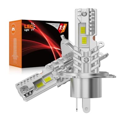 PAERKU Lampadine H4 LED per Moto Automobili Come Abbaglianti e Anabbaglianti, 6500K Bianco Freddo 18000LM H4/9003/HB2 LED Lampade, Fanless Design, Plug and Play (2 pezzi)