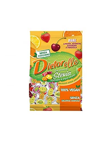 Dietorelle - Caramelle Dure Ripiene Vegan Mix, Senza Zucchero E Senza Gelatina Animale - Sacchetto Da Gr, Frutta, 140 Grammo