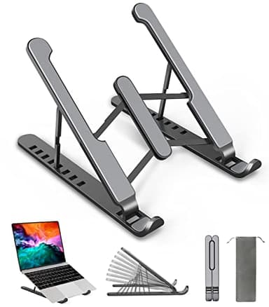 AOVUYCK-Store Supporto PC Portatile, 8 Livelli Regolabile & Raffreddamento Porta PC, Pieghevole in Plastica e Silicone Laptop Stand per Computer Portatili e Tablet (10-15,6’’)