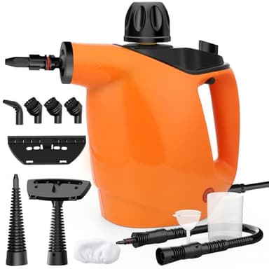 Gaethra Pulitore Vapore Casa con 11 Accessori, Pulitore a Vapore Portatile Multiuso 1050w 105℃ 450ML, Pulitore A Vapore Pressione del Vapore 3,5 Bar, per tappeti, tende, divani, cucina