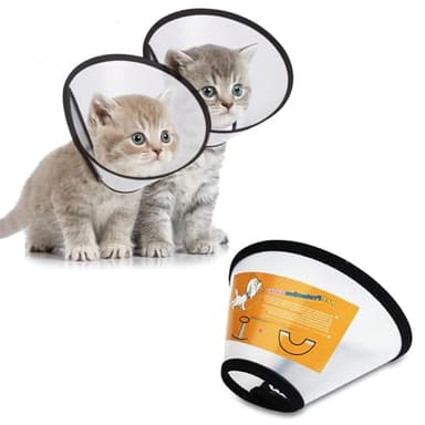 Collare di protezione 2 pezzi Forma Cono Collari Protettivi per Cane Gatto, Collare Elisabettiano Regolabile, Collare Anti Morso o Leccata Collare Elisabettiano Adatto per Gattini e Cuccioli