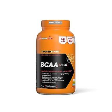 NAMEDSPORT BCAA 2:1:1, Integratore a base di Aminoacidi Ramificati e Vitamina B6, Riduce la Stanchezza, Stimola la Sintesi Proteica, da Energia negli Sport di Resistenza, Brand of Italy, 300 Compresse